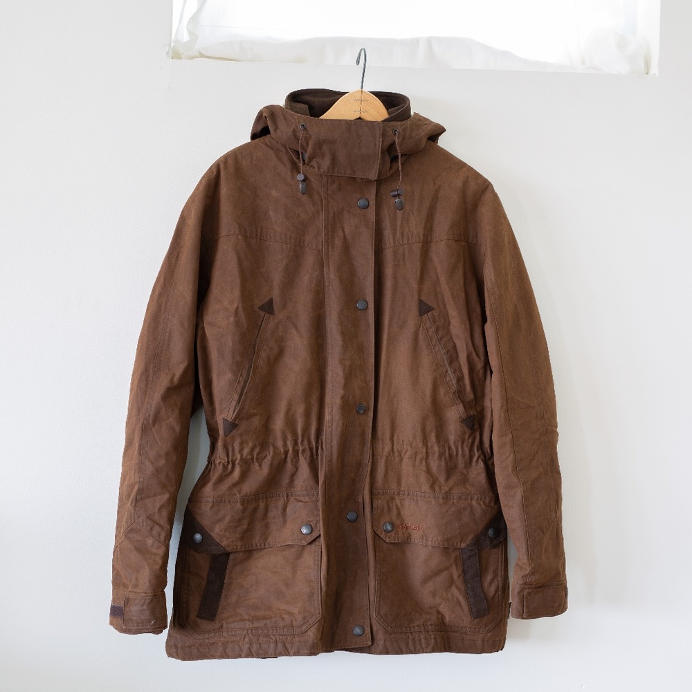 Barbour Waxed Canvas Jacket US 12 fawn brown